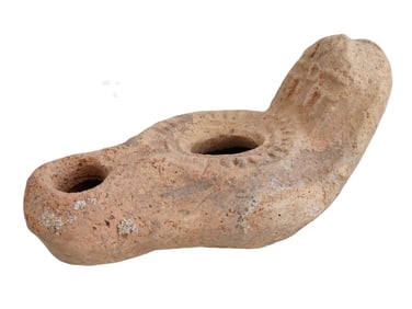 ANCIENT BYZANTINE TERRACOTTA OIL LAMP 300-600 AD
