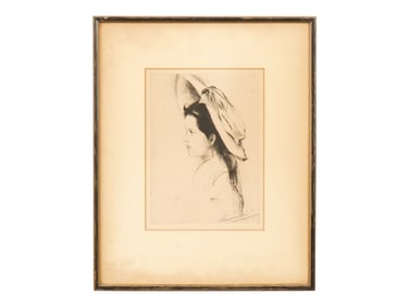 EARLY 20TH C PORTRAIT OF A CHILD ETCHING SIGNED