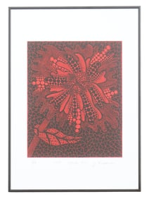YAYOI KUSAMA JAPANESE ABSTRACT SILKSCREEN WITH COA