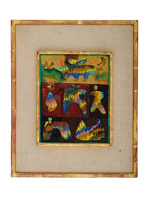 MID CENTURY MIXED MEDIA PAINTING BY ZEV DANIEL HARRIS