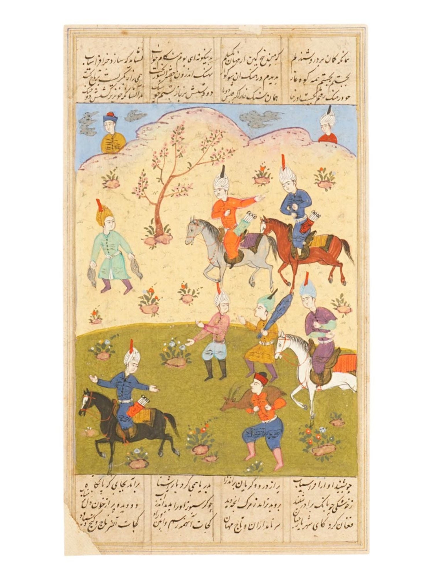 ANTIQUE INDO PERSIAN MUGHAL PAINTING W MANUSCRIPT (1 of 6)