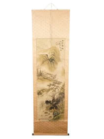ANTIQUE JAPANESE HANGING SCROLL PAINTING ON SILK