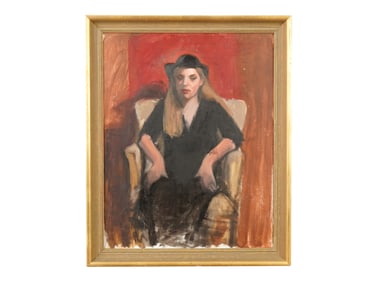 MODERNIST FEMALE PORTRAIT OIL PAINTING SIGNED