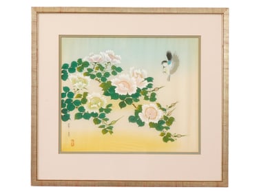 VINTAGE JAPANESE WATERCOLOR PAINTING SILK STILL LIFE