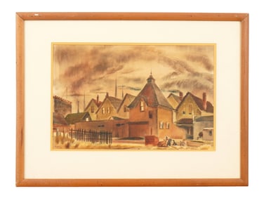 AMERICAN PAINTING SIGNED RICHARD PRASCH STREET SCENE