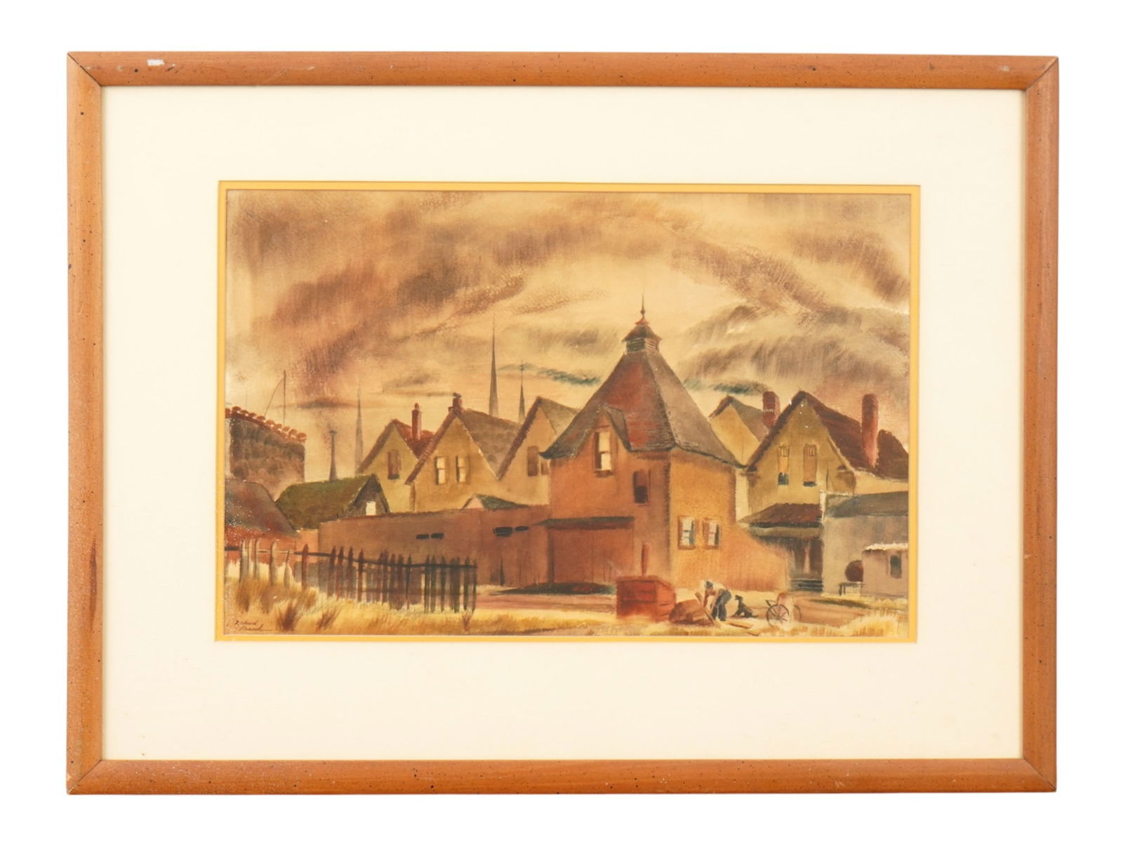 AMERICAN PAINTING SIGNED RICHARD PRASCH STREET SCENE (1 of 7)