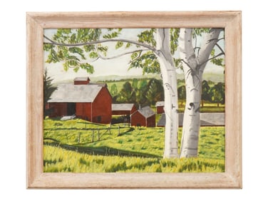 LUIGI LUCIONI SCHOOL RURAL LANDSCAPE OIL PAINTING