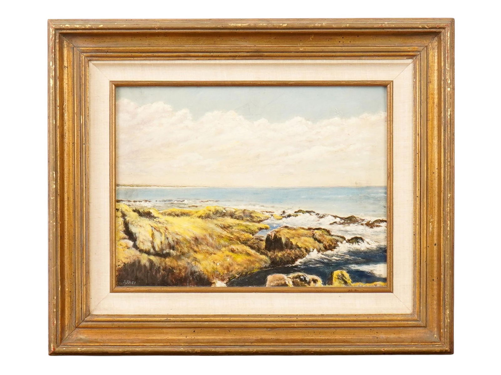 VINTAGE OIL LANDSCAPE PAINTING SIGNED W INITIALS (1 of 5)