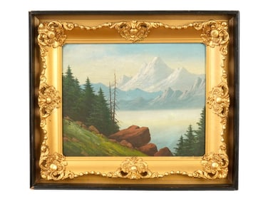 ANTIQUE AMERICAN OIL PAINTING SIGNED W S PARROTT