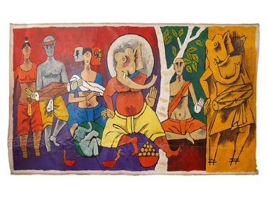 INDIAN SCHOOL OIL PAINTING AFTER MAQBOOL FIDA HUSAIN