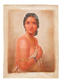 INDIAN PAINTING SIGNED HEMENDRANATH MAZUMDAR PORTRAIT