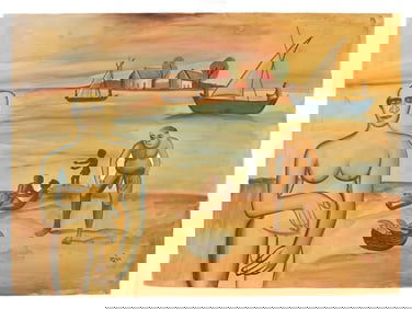 AFTER BHUPEN KHAKHAR INDIAN WATERCOLOR PAINTING