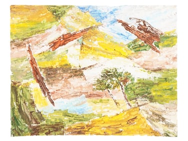 SIGNED RAM KUMAR INDIAN LANDSCAPE PAINTING W COA