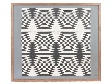 VICTOR VASARELY MANNER OP ART OIL PAINTING FRAMED