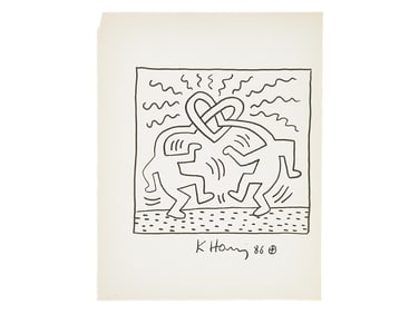 AMERICAN POP ART MARKER PAINTING AFTER KEITH HARING