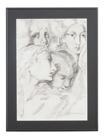 STYLE OF TAMARA DE LEMPICKA PORTRAIT PAINTING