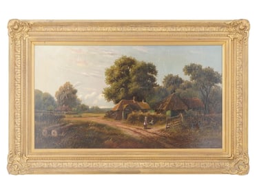 BRITISH RURAL LANDSCAPE OIL PAINTING BY F WALTERS
