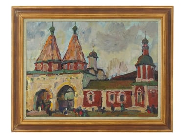 IVAN SOROKIN RUSSIAN RURAL LANDSCAPE OIL PAINTING