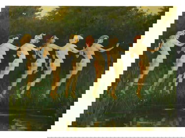 LARGE FEMALE NUDE OIL PAINTING SIGNED W. MARGETSON