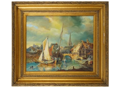 ANTIQUE DUTCH OIL PAINTING BY LUDWIG HERMANN VAN HOOM