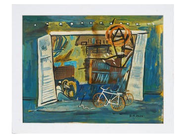 AFTER SAYED HAIDER RAZA INDIAN CITYSCAPE PAINTING