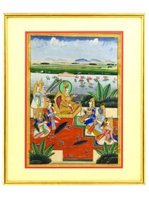 ANTIQUE INDIAN MUGHAL MIXED MEDIA MINIATURE PAINTING