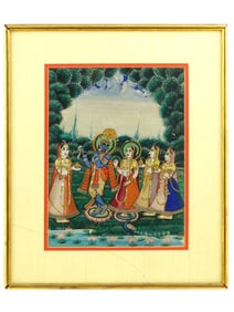 ANTIQUE INDIAN MUGHAL MIXED MEDIA MINIATURE PAINTING