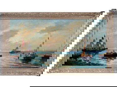 ITALIAN SEASCAPE OIL PAINTING BY EMILIO DOSSENA