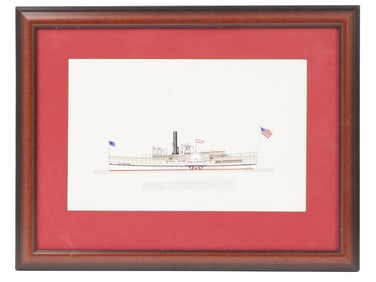 AMERICAN SHIP IDLEWILD DRAWING BY FRANK CREVIER
