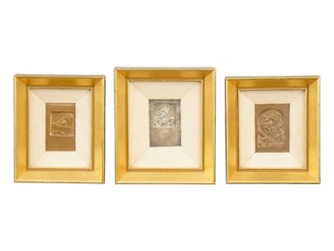 BORIS SCHATZ THREE BRONZE MINIATURE BAS RELIEF PLAQUES