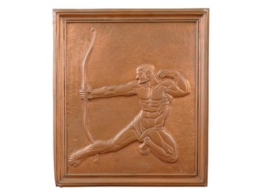 FRENCH RELIEF COPPER ART DECO PLAQUE BY A GILLES