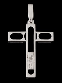 ITALIAN 18K WHITE GOLD AND RUBBER CROSS