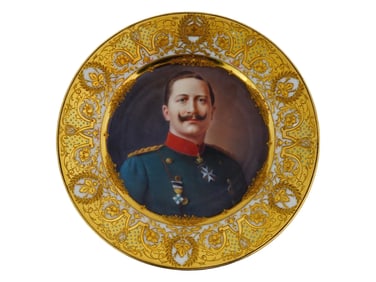 ANTIQUE GERMAN PORCELAIN PORTRAIT PLATE WILHELM II
