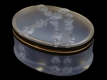 VTG FRENCH LALIQUE COPPELIA FROSTED CRYSTAL DRESSER BOX