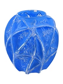 VINTAGE PHOENIX ART GLASS BLUE MARTELE FLORAL VASE