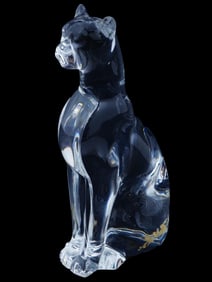 FRENCH BACCARAT MANNER CRYSTAL GLASS CAT FIGURINE
