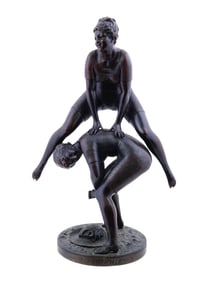 ERNEST RANCOULET FRENCH BRONZE SCULPTURE LEAPFROG