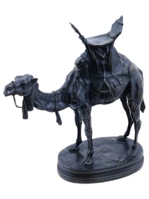 FRENCH CAMEL BRONZE SCULPTURE BY ANTOINE L BARYE