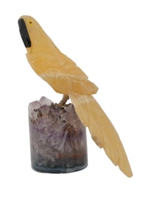 ASIAN MANNER HAND CARVED STONE PARROT FIGURINE