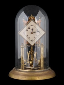 WEST GERMAN TORSION PENDULUM CLOCK IN GLASS DOME