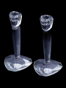 VINTAGE AMERICAN TIFFANY CRYSTAL CANDLESTICK HOLDERS