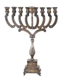 ANTIQUE JUDAICA ST SILVER HANUKKAH LAMP MENORAH