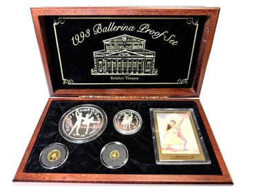 RUSSIA GOLD, SILVER 1993 PROOF COIN SET AND 1G GOLD CARD