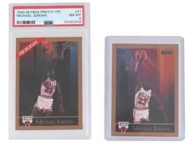 1990 SKYBOX PROTOTYPE AND REGULAR MICHAEL JORDAN PSA