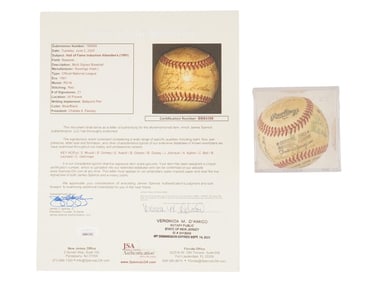 HALL OF FAME INDUCTION ATTENDEES MULTI SIGNED BASEBALL