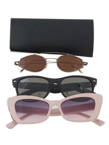 GROUP OF THREE VINTAGE SUNGLASSES RED ROSE AND RAY BAN