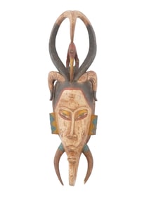 WEST AFRICAN IVORY COAST CARVED WOOD GURO MASK
