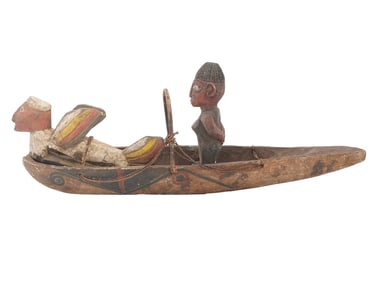 AFRICAN GUINEA BAGA CULTURE CARVED WOOD BOAT SCULPTURE