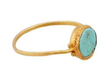 ANCIENT ROMAN GOLD RING WITH TURQUOISE 100 TO 300 AD