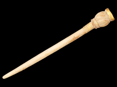 ANCIENT HOLY LAND CARVED HAIRPIN WITH GOLD ACCENTS